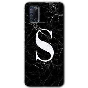 Oppo A52 Siyah Mermer Desenli Ş Harfi Baskılı Uyumlu Silikon Kılıf