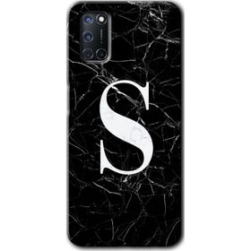 Oppo A52 Siyah Mermer Desenli Ş Harfi Baskılı Uyumlu Silikon Kılıf