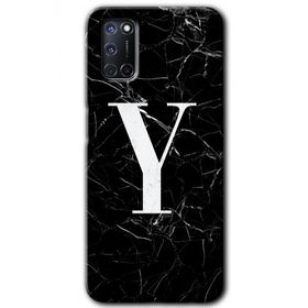Oppo A52 Siyah Mermer Desenli Y Harfi Baskılı Uyumlu Silikon Kılıf