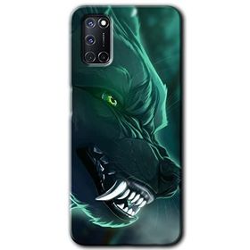 Oppo A52 Yeşil Kurt Baskılı Uyumlu Silikon Kılıf