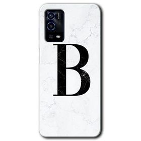 Oppo A55 Beyaz Mermer Desenli B Harfi Baskılı Uyumlu Silikon Kılıf
