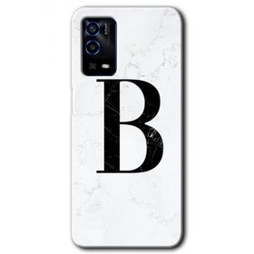 Oppo A55 Beyaz Mermer Desenli B Harfi Baskılı Uyumlu Silikon Kılıf
