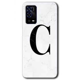 Oppo A55 Beyaz Mermer Desenli Ç Harfi Baskılı Uyumlu Silikon Kılıf