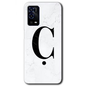 Oppo A55 Beyaz Mermer Desenli Ç Harfi Baskılı Uyumlu Silikon Kılıf