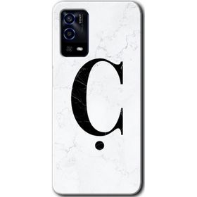 Oppo A55 Beyaz Mermer Desenli Ç Harfi Baskılı Uyumlu Silikon Kılıf