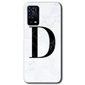 Oppo A55 Beyaz Mermer Desenli D Harfi Baskılı Uyumlu Silikon Kılıf