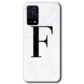 Oppo A55 Beyaz Mermer Desenli F Harfi Baskılı Uyumlu Silikon Kılıf