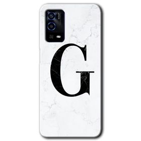 Oppo A55 Beyaz Mermer Desenli G Harfi Baskılı Uyumlu Silikon Kılıf