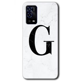 Oppo A55 Beyaz Mermer Desenli G Harfi Baskılı Uyumlu Silikon Kılıf