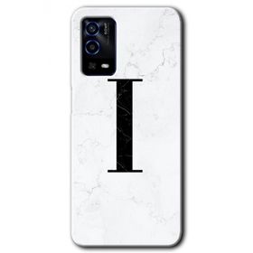 Oppo A55 Beyaz Mermer Desenli I Harfi Baskılı Uyumlu Silikon Kılıf
