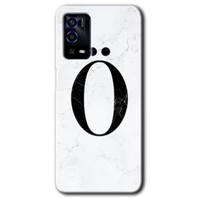 Oppo A55 Beyaz Mermer Desenli M Harfi Baskılı Uyumlu Silikon Kılıf