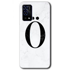 Oppo A55 Beyaz Mermer Desenli O Harfi Baskılı Uyumlu Silikon Kılıf