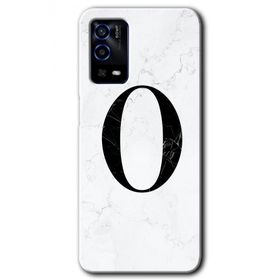 Oppo A55 Beyaz Mermer Desenli O Harfi Baskılı Uyumlu Silikon Kılıf
