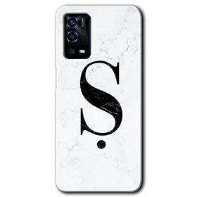 Oppo A55 Beyaz Mermer Desenli Ş Harfi Baskılı Uyumlu Silikon Kılıf