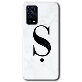 Oppo A55 Beyaz Mermer Desenli Ş Harfi Baskılı Uyumlu Silikon Kılıf