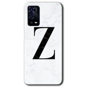 Oppo A55 Beyaz Mermer Desenli Z Harfi Baskılı Uyumlu Silikon Kılıf