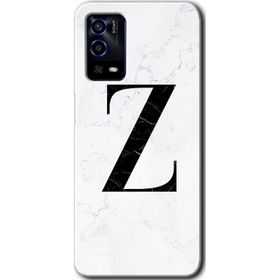 Oppo A55 Beyaz Mermer Desenli Z Harfi Baskılı Uyumlu Silikon Kılıf
