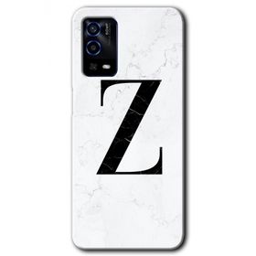 Oppo A55 Beyaz Mermer Desenli Z Harfi Baskılı Uyumlu Silikon Kılıf