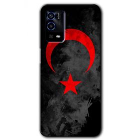 Oppo A55 Black Ayyıldız Baskılı Uyumlu Silikon Kılıf