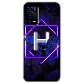 Oppo A55 Dark Neon Yaprak H Harfi Baskılı Uyumlu Silikon Kılıf