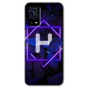 Oppo A55 Dark Neon Yaprak H Harfi Baskılı Uyumlu Silikon Kılıf