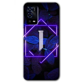 Oppo A55 Dark Neon Yaprak İ Harfi Baskılı Uyumlu Silikon Kılıf