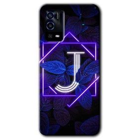 Oppo A55 Dark Neon Yaprak J Harfi Baskılı Uyumlu Silikon Kılıf