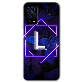Oppo A55 Dark Neon Yaprak L Harfi Baskılı Uyumlu Silikon Kılıf