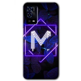Oppo A55 Dark Neon Yaprak M Harfi Baskılı Uyumlu Silikon Kılıf