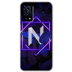 Oppo A55 Dark Neon Yaprak N Harfi Baskılı Uyumlu Silikon Kılıf