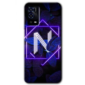 Oppo A55 Dark Neon Yaprak N Harfi Baskılı Uyumlu Silikon Kılıf