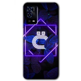 Oppo A55 Dark Neon Yaprak O Harfi Baskılı Uyumlu Silikon Kılıf
