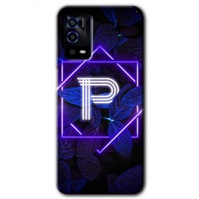Oppo A55 Dark Neon Yaprak P Harfi Baskılı Uyumlu Silikon Kılıf