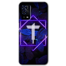 Oppo A55 Dark Neon Yaprak T Harfi Baskılı Uyumlu Silikon Kılıf