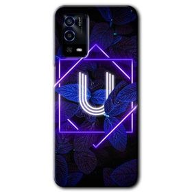 Oppo A55 Dark Neon Yaprak U Harfi Baskılı Uyumlu Silikon Kılıf