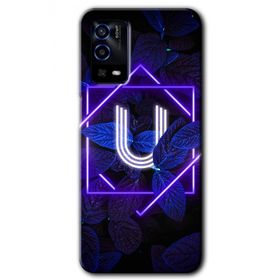 Oppo A55 Dark Neon Yaprak U Harfi Baskılı Uyumlu Silikon Kılıf