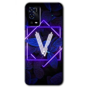 Oppo A55 Dark Neon Yaprak V Harfi Baskılı Uyumlu Silikon Kılıf