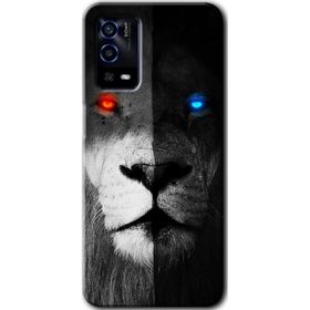 Oppo A55 Fire and Ice Lion Baskılı Uyumlu Silikon Kılıf