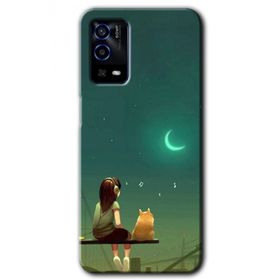 Oppo A55 Kedili Kız Baskılı Uyumlu Silikon Kılıf