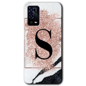 Oppo A55 Pembe Mermer Desenli S Harfi Baskılı Uyumlu Silikon Kılıf