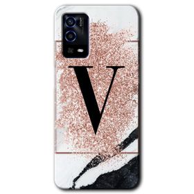 Oppo A55 Pembe Mermer Desenli T Harfi Baskılı Uyumlu Silikon Kılıf