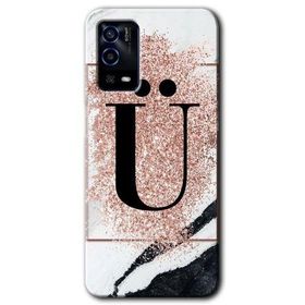 Oppo A55 Pembe Mermer Desenli Ü Harfi Baskılı Uyumlu Silikon Kılıf