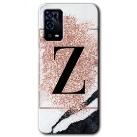 Oppo A55 Pembe Mermer Desenli Z Harfi Baskılı Uyumlu Silikon Kılıf