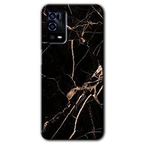 Oppo A55 Siyah Gold Mermer Baskılı Uyumlu Silikon Kılıf