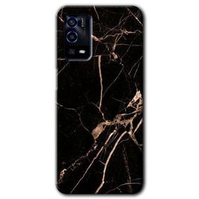 Oppo A55 Siyah Gold Mermer Baskılı Uyumlu Silikon Kılıf