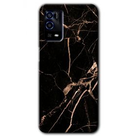 Oppo A55 Siyah Gold Mermer Baskılı Uyumlu Silikon Kılıf