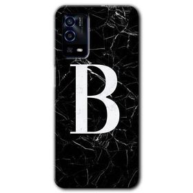 Oppo A55 Siyah Mermer Desenli B Harfi Baskılı Uyumlu Silikon Kılıf