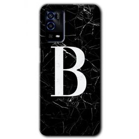 Oppo A55 Siyah Mermer Desenli B Harfi Baskılı Uyumlu Silikon Kılıf