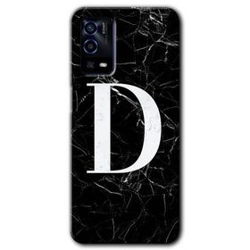Oppo A55 Siyah Mermer Desenli D Harfi Baskılı Uyumlu Silikon Kılıf