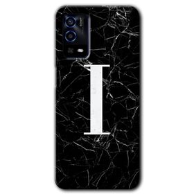 Oppo A55 Siyah Mermer Desenli F Harfi Baskılı Uyumlu Silikon Kılıf